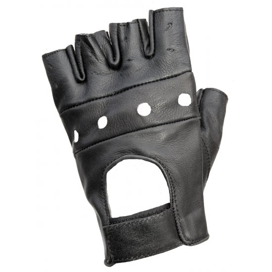 JTS Fingerless Leather Motorcycle Gloves